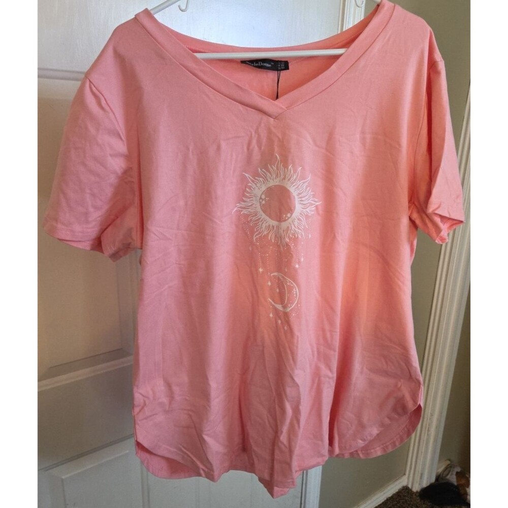 Style Dome Shirt Womens US 18 Large Peach Short Sleeve Scoop Neck NWT New